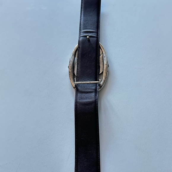 YVES SAINT LAURENT YSL LOGO BUCKLE BLACK GENUINE LEATHER BELT SZ LARGE 95 / 38 - Picture 11 of 16
